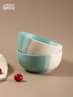 Urban Space - Handcrafted Ceramic Bowls - 450 Ml, Ocean Green Pearl
