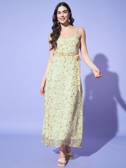 Trend Arrest - Printed Chiffon A Line Maxi Dress