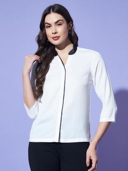Trend Arrest - White Shirt with Black Collar