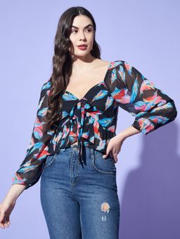 Trend Arrest - Printed Peplum Crop Top