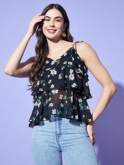 Trend Arrest - Floral Tie-Up Tiered Top