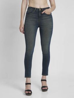 Spykar - Women Dark Blue Lycra Super Skinny Fit Ankle Length Slash Knee Jeans -(alexa)