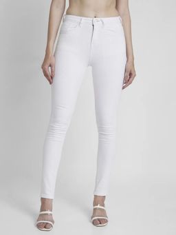 Spykar - Women White Lycra Skinny Fit Regular Length Slash Knee Jeans -(adora)