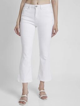 Spykar - Women White Lycra Bootcut Fit Ankle Length Clean Look Jeans -(elissa)