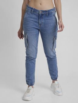 Spykar - Women Light Blue Cotton Mom Fit Ankle Length Clean Look Jeans -(amora)