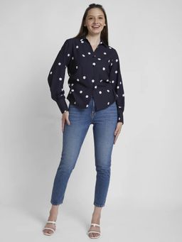 Spykar - Women Mid Blue Cotton Mom Fit Ankle Length Highly Distressed Jeans -(amora)