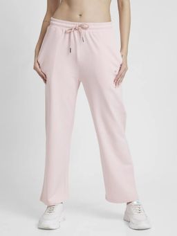 Spykar - Women Baby Pink Blended Straight Fit Ankle Length Trackpant