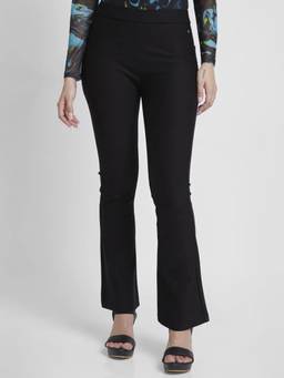 Spykar - Women Black Blended Bell Bottom Fit Ankle Length Trackpant