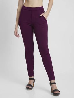 Spykar - Women Wine Blended Skinny Fit Ankle Length Trackpant