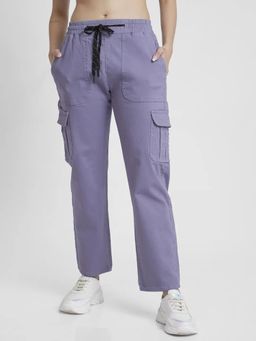 Spykar - Women Peri Winkle Blue Blended Regular Fit Ankle Length Cargo