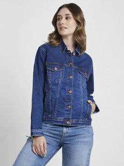 Spykar - Women Dark Blue Regular Fit Classic Collar Denim Jacket