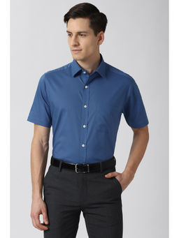 Peter England - Men Navy Half Sleeves Formal Shirt