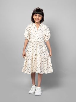 ZIP ZAP ZOOP - Off White Floral Printed Cotton Dress
