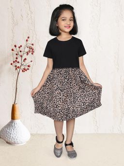 ZIP ZAP ZOOP - Black Half Sleeves Leopard Printed Dress