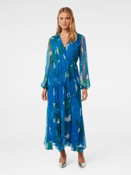 Forever New - August Printed Plisse Maxi Dress with Belt (Set of 2)