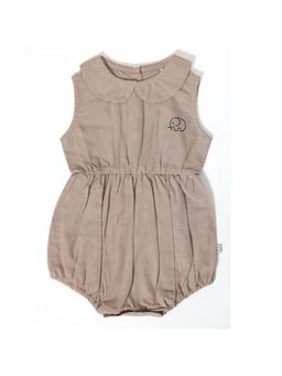 FURR BALLS - Brown Baby Peter Pan Collared Romper