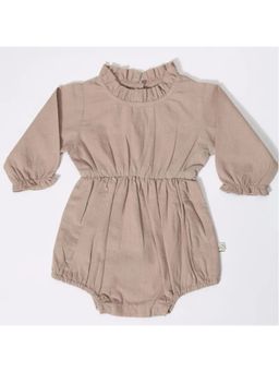 FURR BALLS - Brown Full Sleeves Frill Romper