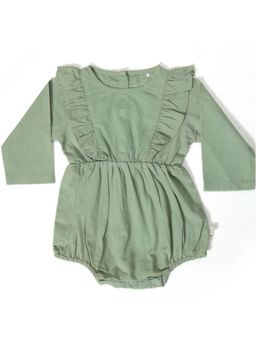 FURR BALLS - Green Full Sleeves Frill Romper