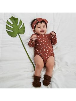 FURR BALLS - Baby Printed Polka Dotted Onesies with A Bow Headband (Set of 2)
