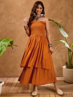 InWeave - Orange Silk Kurta with Palazzo