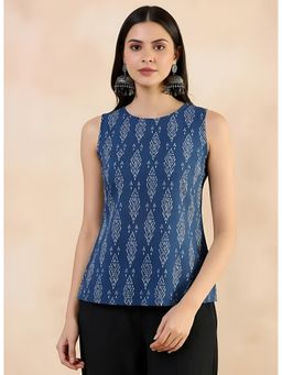 arangya - Blue Premium Pure Cambric Cotton Printed Top