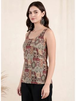 arangya - Elegant Multicolour Printed Cotton Blend Top