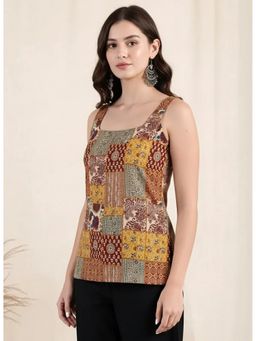 arangya - Elegant Multicolour Printed Cotton Blend Top