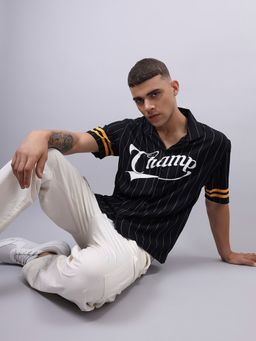 Bewakoof - Looney Tunes Merchandise Men'S Black Champ Wile Typography Oversized Shirt