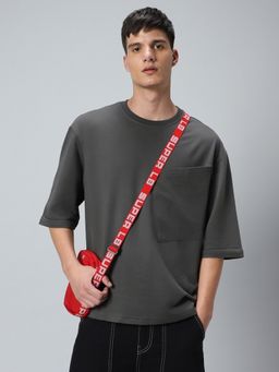 Bewakoof - Men's Grey Super Loose Fit T-shirt