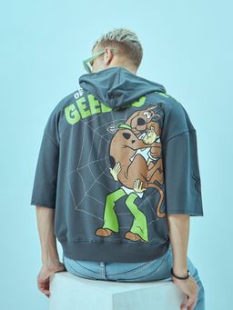 Bewakoof - Men's Grey Scooby Doo Graphic Printed Super Loose Fit Hoodies