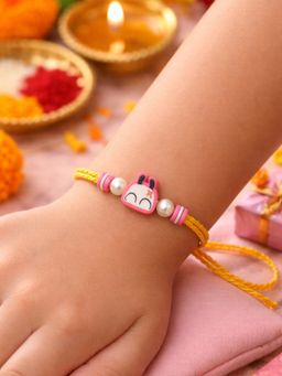 Digital Dress Room - Kids Pink Bunny White Pearl Rakhi