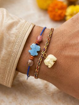 Digital Dress Room - Kids Mini Teddy Bear Elephant Rakhis (Pack of 2)