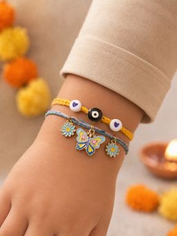 Digital Dress Room - Kids Multi-Color Butterfly Evil Eye Cartoon Rakhis (Pack of 2)