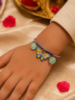 Digital Dress Room - Kids Multi-Color Butterfly Floral Charm Rakhi