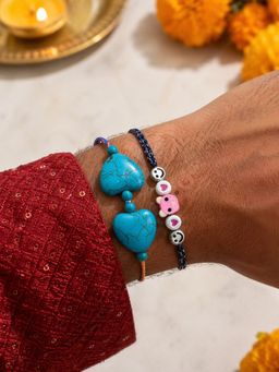 Digital Dress Room - Kids Multi-Color Heart Teddy Rakhis (Pack of 2)