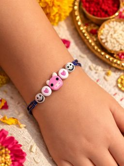 Digital Dress Room - Kids Teddy Smiley Heart Beads Rakhi
