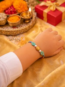 Digital Dress Room - Kids Multi-Color Leaf Stone Pearl Rakhi