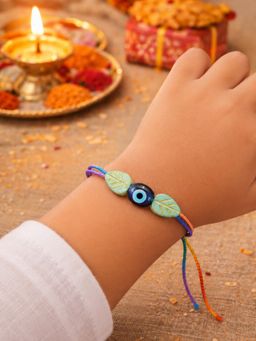 Digital Dress Room - Kids Multi-Color Evil Eye Leaf Rakhi