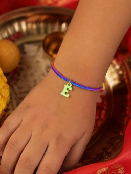 Digital Dress Room - Kids Green E Letter Rakhi