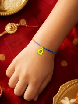 Digital Dress Room - Kids Green G Letter Rakhi
