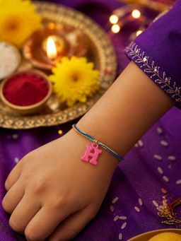 Digital Dress Room - Kids Pink H Letter Rakhi