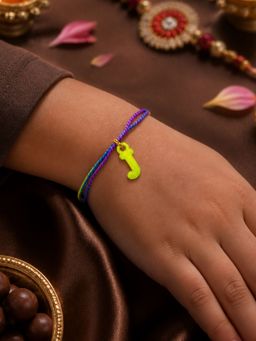 Digital Dress Room - Kids Neon Green J Letter Rakhi
