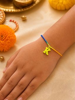 Digital Dress Room - Kids Yellow K Letter Rakhi