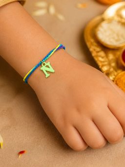 Digital Dress Room - Kids Green N Letter Rakhi