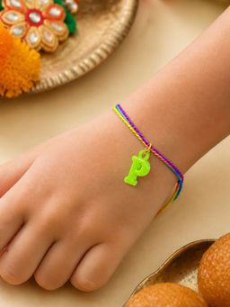 Digital Dress Room - Kids Green P Letter Rakhi