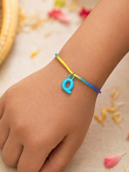 Digital Dress Room - Kids Blue Q Letter Rakhi