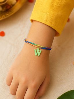 Digital Dress Room - Kids Green W Letter Rakhi