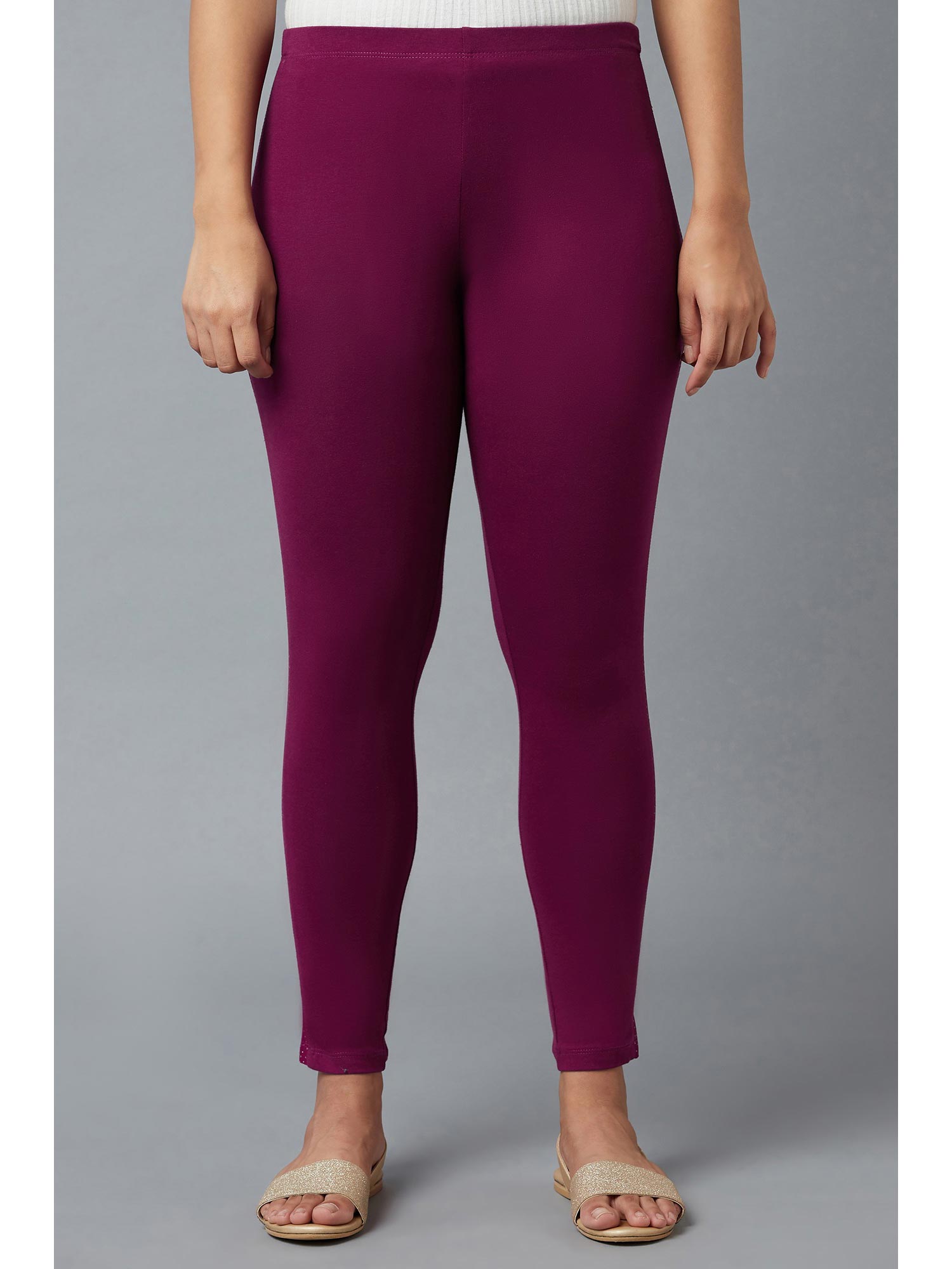 Buy Elleven Purple Cotton Lycra Tights 