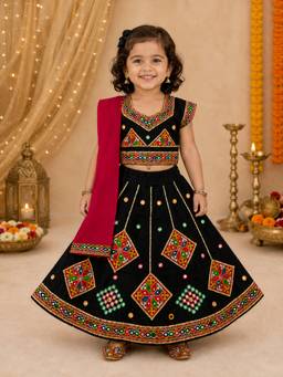 Banjara India - Kutch Work Embroidered Cotton Mirrorwork Chaniya Choli With Dupatta