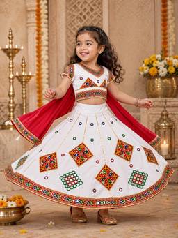 Banjara India - Kutch Work Embroidered Cotton Mirrorwork Chaniya Choli With Dupatta